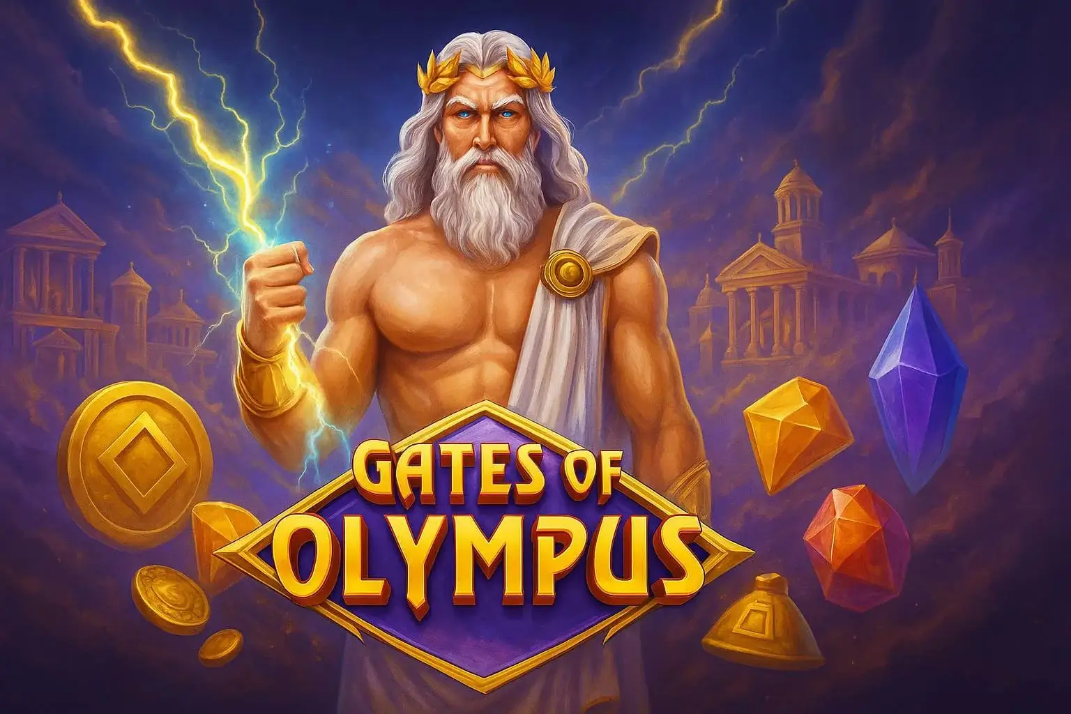 Gates of Olympus slot with Zeus, multipliers and tumbling reels